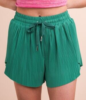 NewMe Shorts Skort Womens Kelly Green Micro-Pleated Flowy Lined